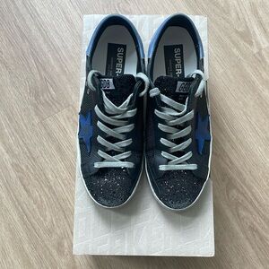 Golden Goose Superstar Sneakers in “Black/Bluette/Powder Blue” in Size 39